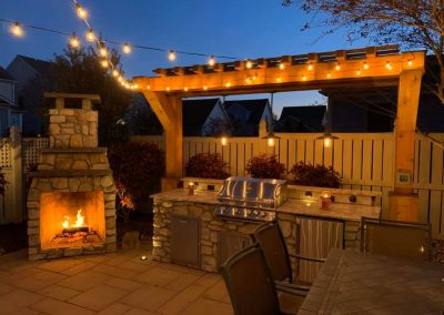 Outdoor Kitchen, Pergola and Fireplace